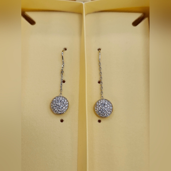 NWT Swarovski Rhodium Meteora Drop/Threader Earrings - Picture 4 of 11